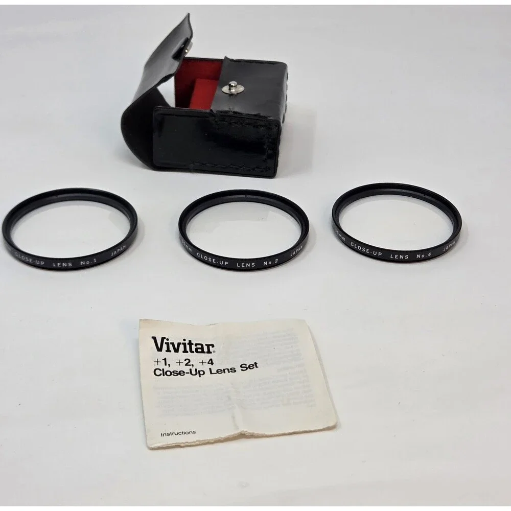 Vivitar 55mm Close-Up Lens Filter Set +1 +2 +4 Macro Japan Case Instructions